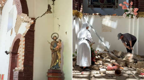 Capilla en ruinas y un mensaje de fe: un VIDEO que conmueve tras sismo en Colombia