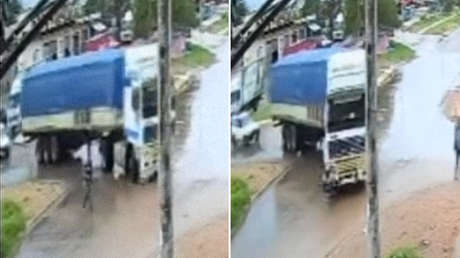 VIDEO: La brutal imprudencia de un peatón al cruzarse en el punto ciego de un camión