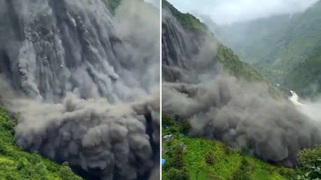 VIDEO: Un deslizamiento de tierra altera un río en Nepal y activa alertas por posible desborde