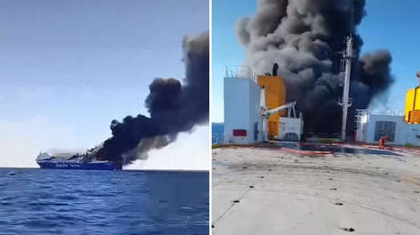 Feroz incendio en un carguero cerca de Miconos (VIDEOS)