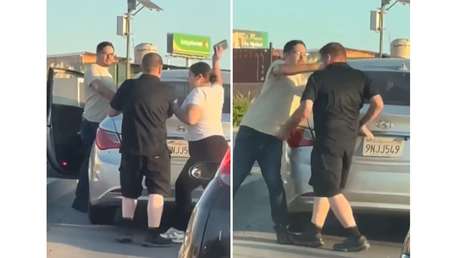 VIDEO: Pareja arrebata el teléfono y noquea a un adulto mayor tras un incidente vial