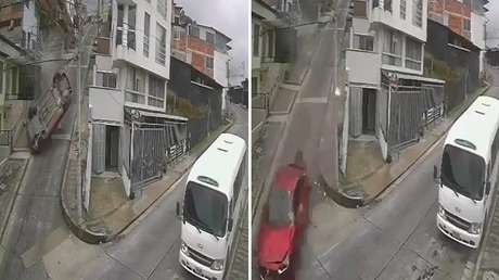 VIDEO: Un vehículo se desengrana en una calle empinada y termina chocando contra una vivienda