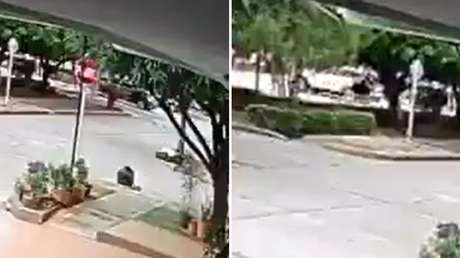 Pierde el control de su camioneta y termina en una piscina (VIDEO)