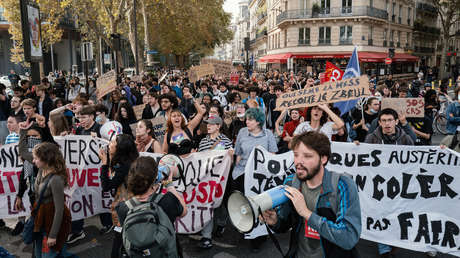 Fuertes protestas de estudiantes arrasan Francia y se extienden a un país vecino