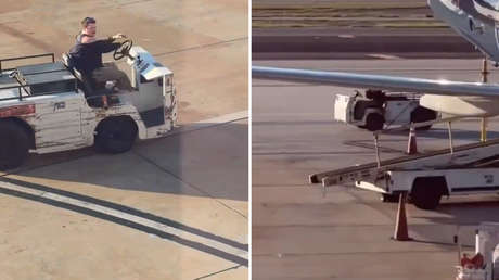 Irrumpe en la pista de un aeropuerto y monta un GTA en la vida real (VIDEO)